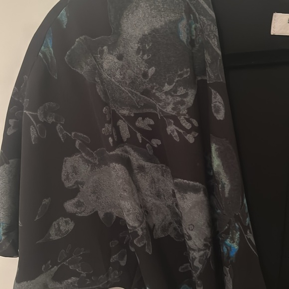 Black with Floral Designs Women's Mini Wrap Dress - Picture 2 of 2